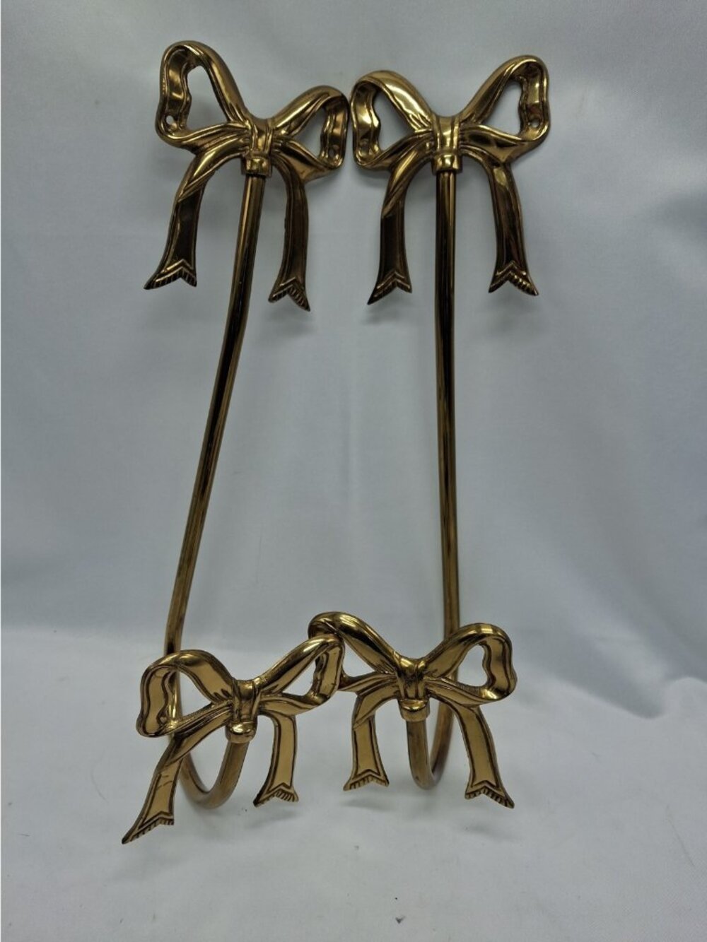 Vtg Brass Bow Curtain Tie Backs Pair -Made in India -Gold Tone - 14" L